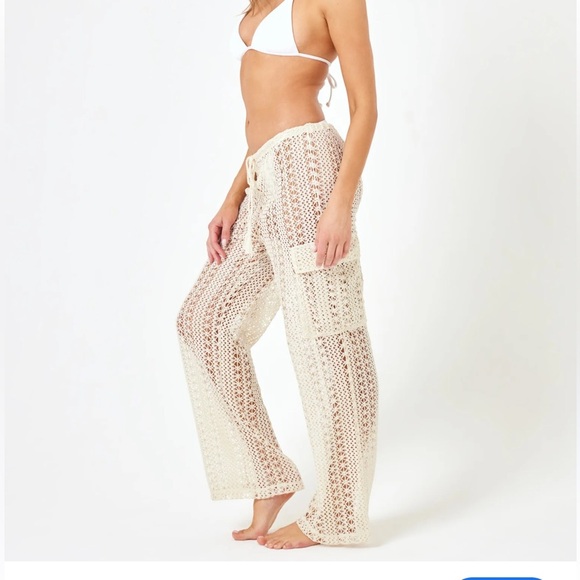L*SPACE x Anthropologie Sundown Crochet Cargo Pants - Picture 1 of 8